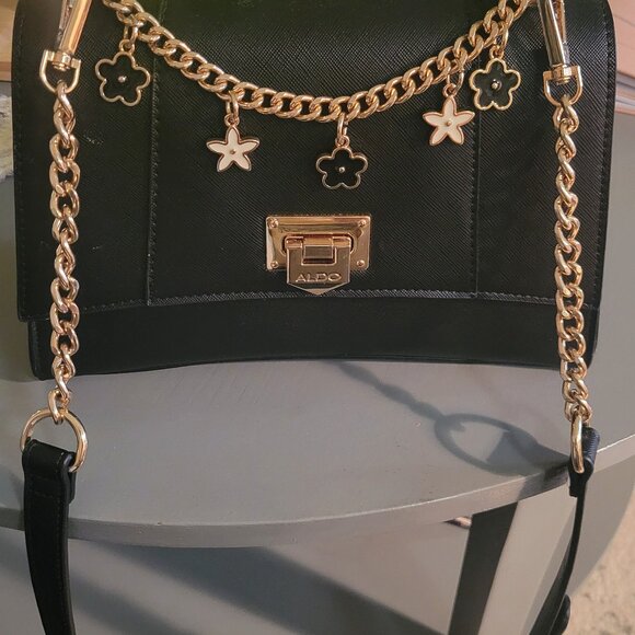 Aldo Black and Gold Shoulder Bag - Picture 1 of 2